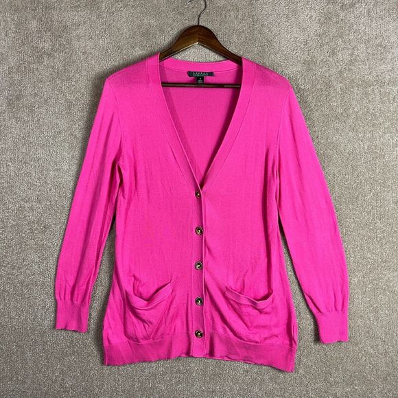 Lauren Ralph Lauren Sweaters - Lauren Ralph Lauren Cardigan Sweater Womens Size Small Pink Button Front Pockets
